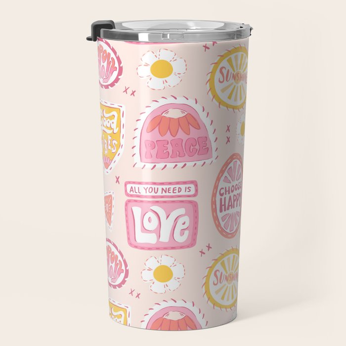 Groovy 70's Quote Patches Travel Mug Gallery Image 3