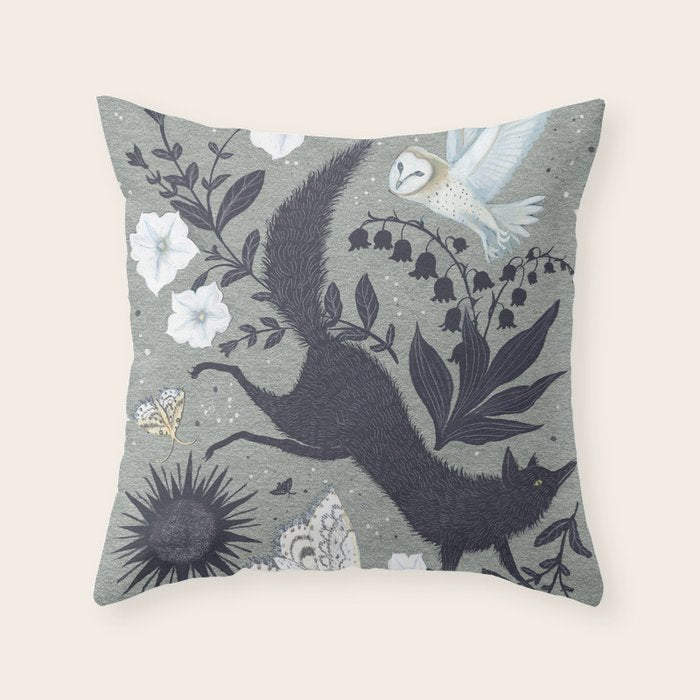 Fox and Owl Throw Pillow Gallery Image 6
