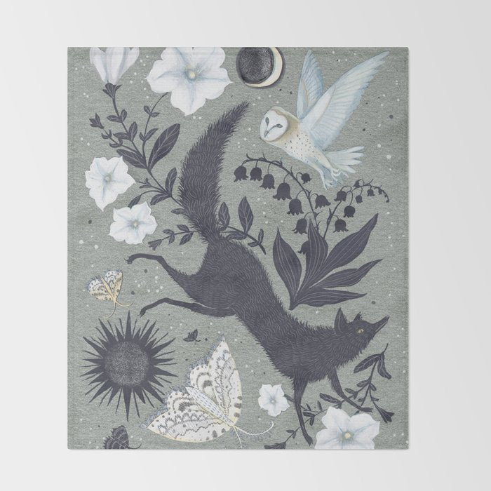 Fox and Owl Throw Blanket Gallery Image 2