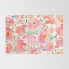 Watercolor Peonies Summer Bouquet Rug Gallery Image 2