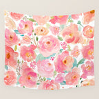 Watercolor Peonies Summer Bouquet Wall Tapestry Gallery Image 4