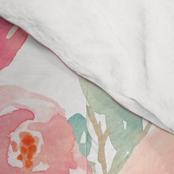 Watercolor Peonies Summer Bouquet Comforter Gallery Image 4