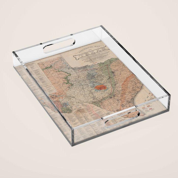 Vintage Geological Map of Texas (1920) Acrylic Tray Gallery Image 1