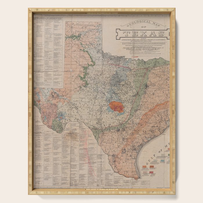 Vintage Geological Map of Texas (1920) Serving Tray Gallery Image 1
