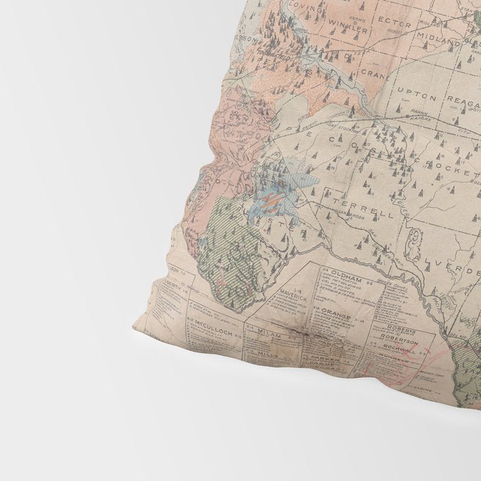 Vintage Geological Map of Texas (1920) Pillow Sham Gallery Image 4