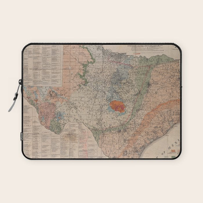Vintage Geological Map of Texas (1920) Laptop Sleeve Gallery Image 1