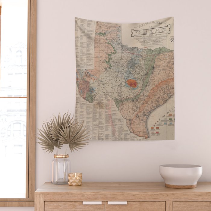 Vintage Geological Map of Texas (1920) Wall Tapestry Gallery Image 2
