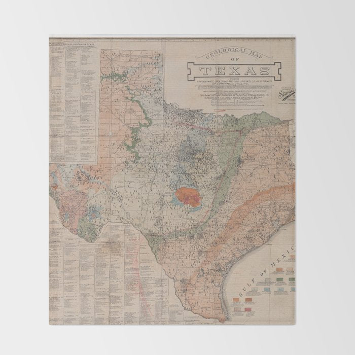 Vintage Geological Map of Texas (1920) Throw Blanket Gallery Image 2