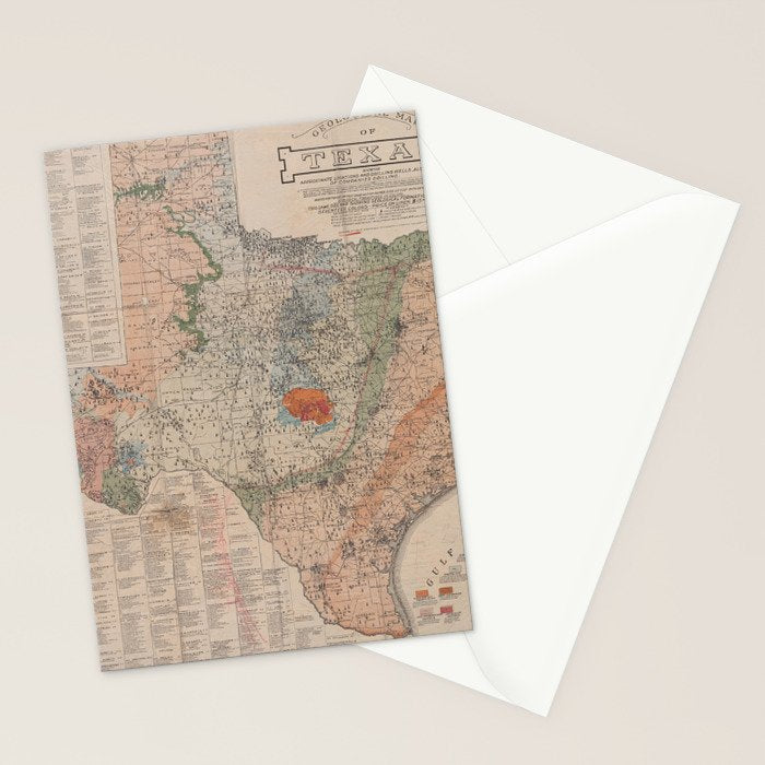 Vintage Geological Map of Texas (1920) Stationery Card Gallery Image 2
