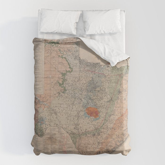 Vintage Geological Map of Texas (1920) Duvet Cover Gallery Image 6