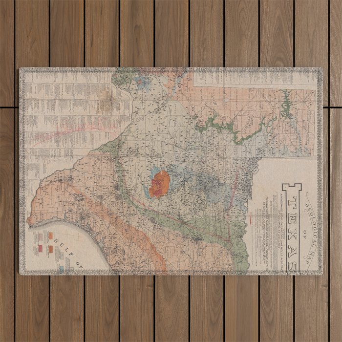 Vintage Geological Map of Texas (1920) Outdoor Rug Gallery Image 1
