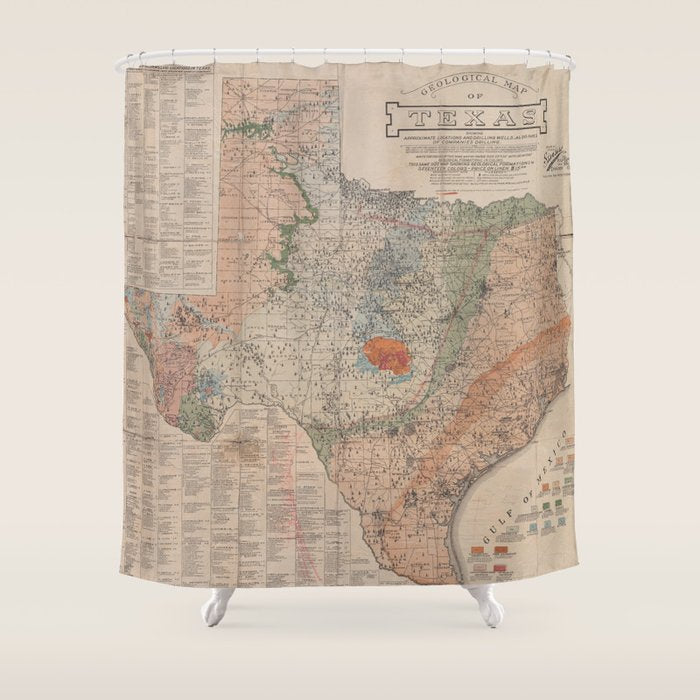 Vintage Geological Map of Texas (1920) Shower Curtain Gallery Image 1