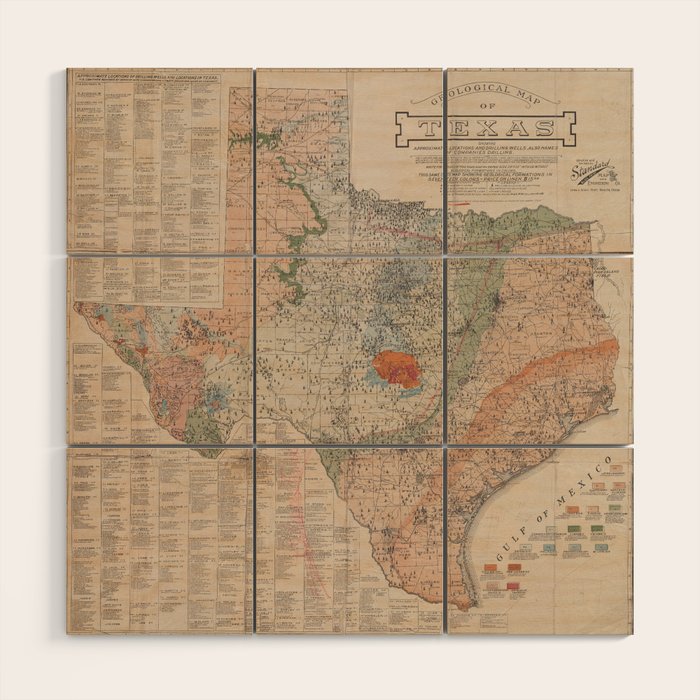 Vintage Geological Map of Texas (1920) Wood Wall Art Gallery Image 1