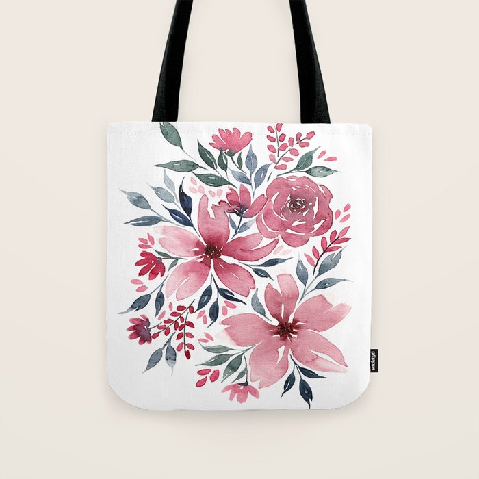 Modern Watercolor Florals No. 2 Tote Bag Gallery Image 1