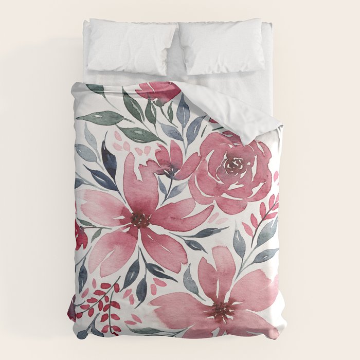 Modern Watercolor Florals No. 2 Duvet Cover Gallery Image 6
