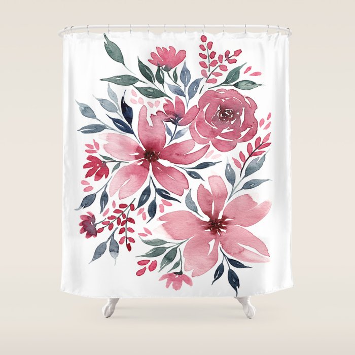 Modern Watercolor Florals No. 2 Shower Curtain Gallery Image 1