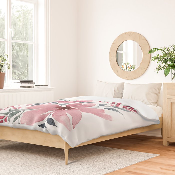 Modern Watercolor Florals No. 2 Duvet Cover Gallery Image 2