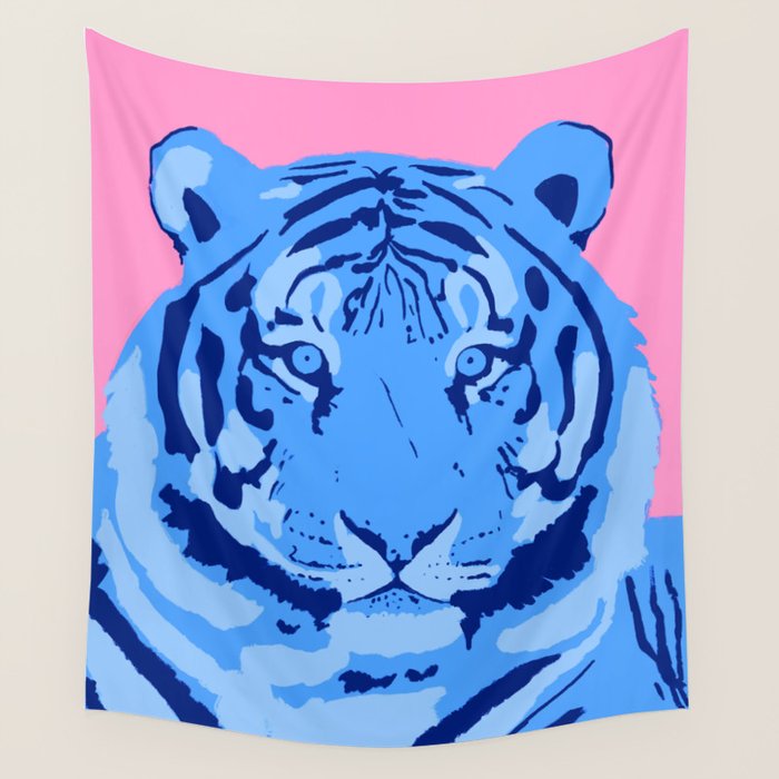 Tiger Blue & Pink Wall Tapestry Gallery Image 4
