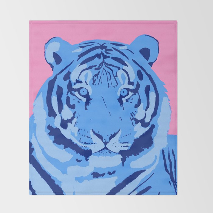 Tiger Blue & Pink Throw Blanket Gallery Image 2
