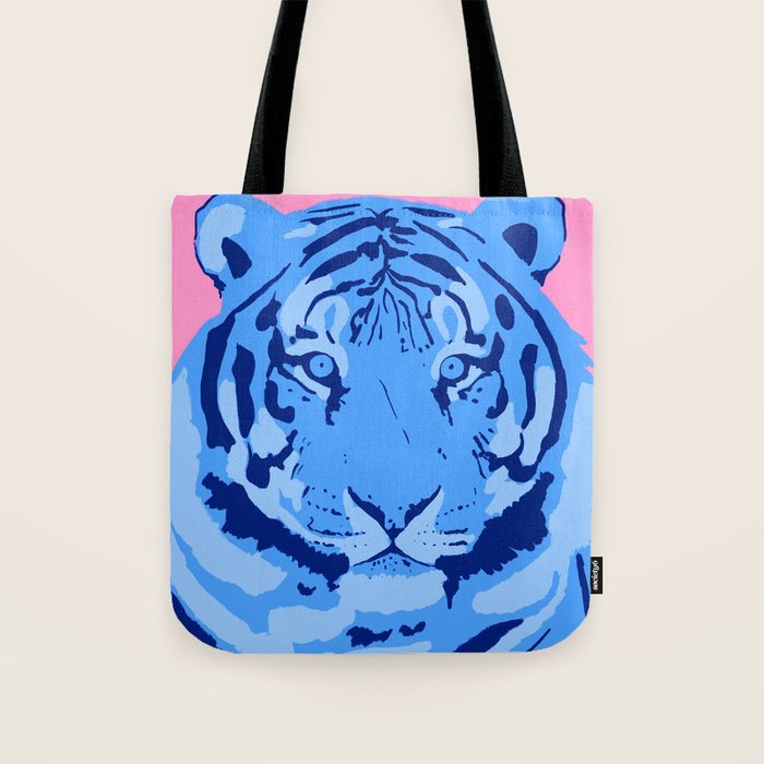Tiger Blue & Pink Tote Bag Gallery Image 1