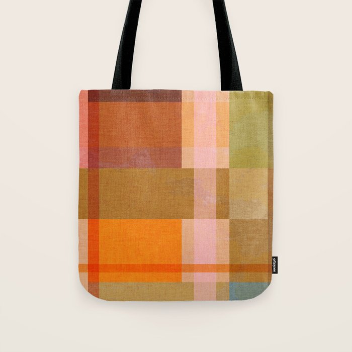 Cosy Heritage Woven Plaid 2 earthy orange blue green Tote Bag Gallery Image 1