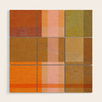 Cosy Heritage Woven Plaid 2 earthy orange blue green Wood Wall Art Gallery Image 1