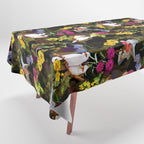 Vintage & Shabby Chic - Tropical Night Bird Flower Garden Tablecloth Gallery Image 1