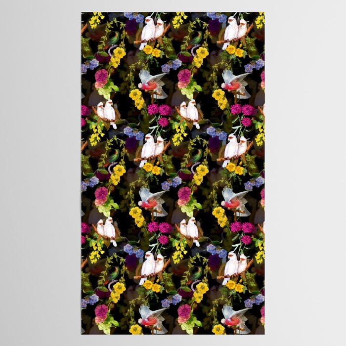 Vintage & Shabby Chic - Tropical Night Bird Flower Garden Tablecloth Gallery Image 2