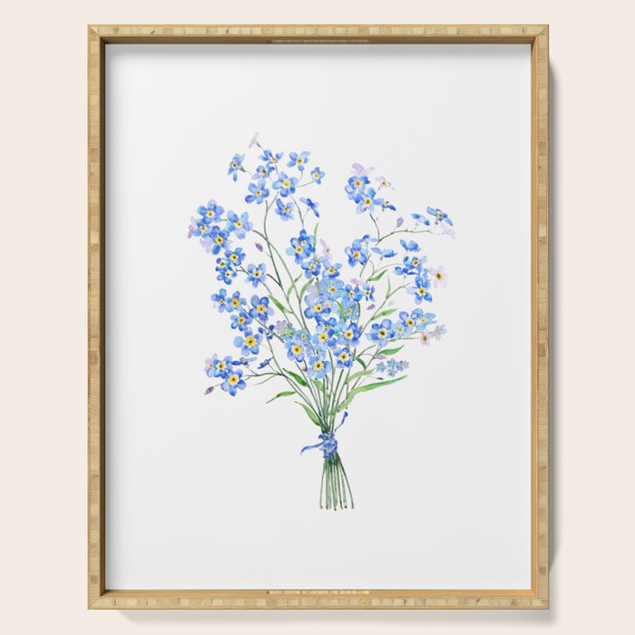 blue forget me not bouquet 2020 Serving Tray Gallery Image 1