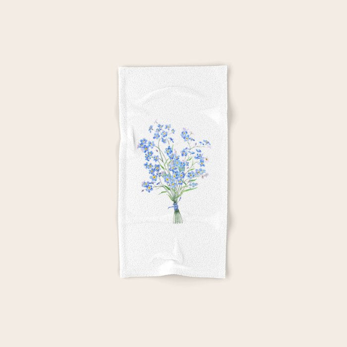 blue forget me not bouquet 2020 Bath Towel Gallery Image 1