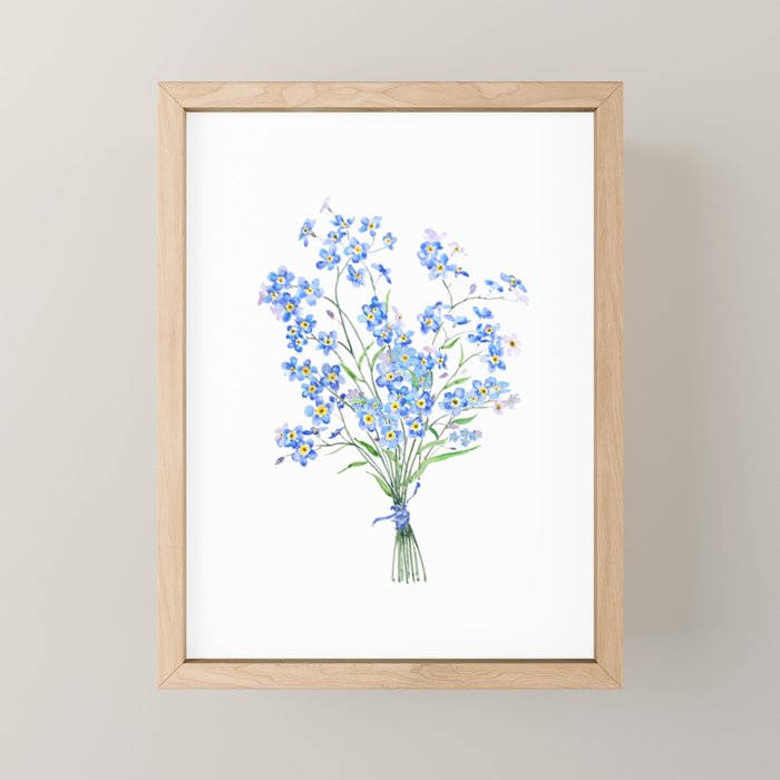 blue forget me not bouquet 2020 Mini Art Print Gallery Image 1