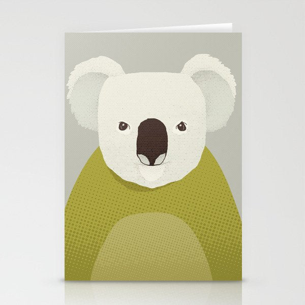 Whimsy Koala, Animal Portrait Stationery Card Gallery Image 2