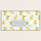 Sunny Mediterranean Lemon Pattern  Summer Coastal Vibes Desk Mat Gallery Image 1