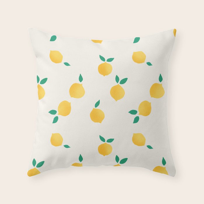 Sunny Mediterranean Lemon Pattern  Summer Coastal Vibes Throw Pillow Gallery Image 6