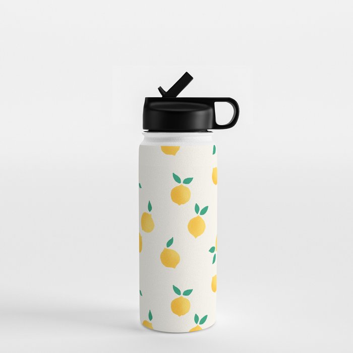 Sunny Mediterranean Lemon Pattern  Summer Coastal Vibes Water Bottle Gallery Image 1