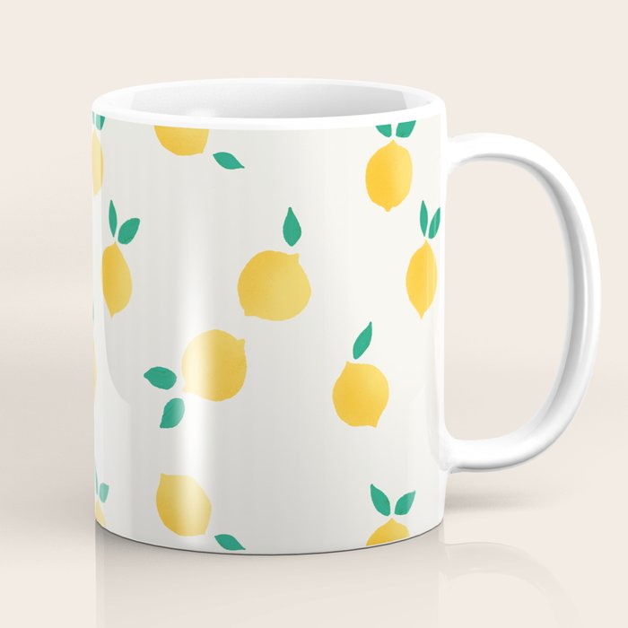 Sunny Mediterranean Lemon Pattern  Summer Coastal Vibes Coffee Mug Gallery Image 1