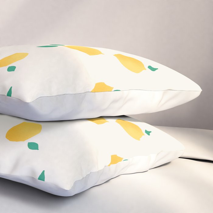 Sunny Mediterranean Lemon Pattern  Summer Coastal Vibes Pillow Sham Gallery Image 3