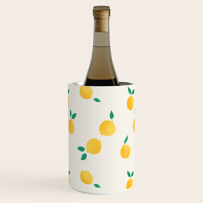 Sunny Mediterranean Lemon Pattern  Summer Coastal Vibes Wine Chiller Gallery Image 3