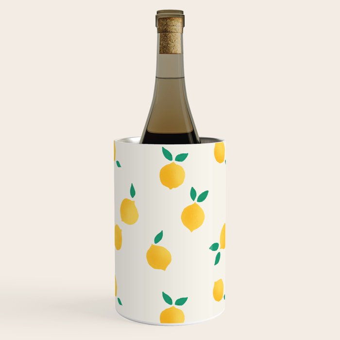 Sunny Mediterranean Lemon Pattern  Summer Coastal Vibes Wine Chiller Gallery Image 1