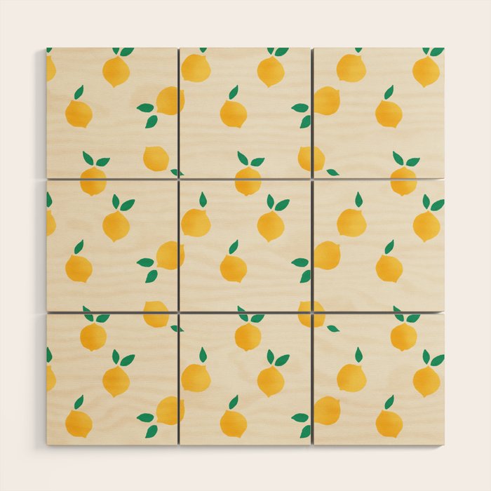 Sunny Mediterranean Lemon Pattern  Summer Coastal Vibes Wood Wall Art Gallery Image 1