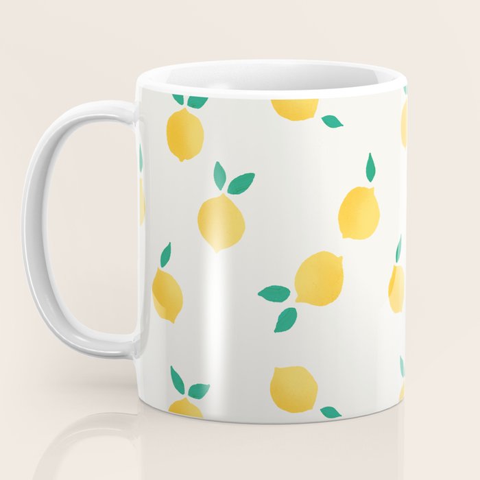Sunny Mediterranean Lemon Pattern  Summer Coastal Vibes Coffee Mug Gallery Image 3
