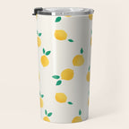 Sunny Mediterranean Lemon Pattern  Summer Coastal Vibes Travel Mug Gallery Image 3
