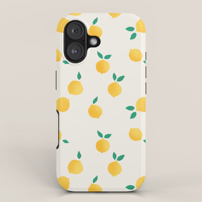 Sunny Mediterranean Lemon Pattern  Summer Coastal Vibes iPhone Case Gallery Image 1