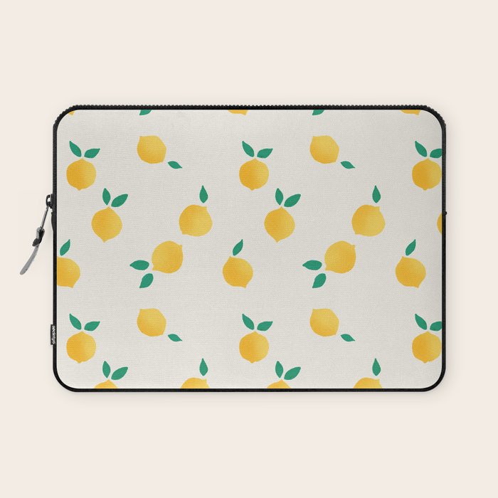 Sunny Mediterranean Lemon Pattern  Summer Coastal Vibes Laptop Sleeve Gallery Image 1