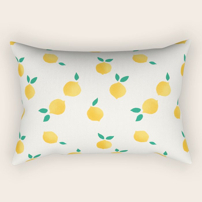 Sunny Mediterranean Lemon Pattern  Summer Coastal Vibes Rectangular Pillow Gallery Image 2