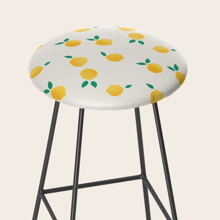 Sunny Mediterranean Lemon Pattern  Summer Coastal Vibes Stool Gallery Image 2