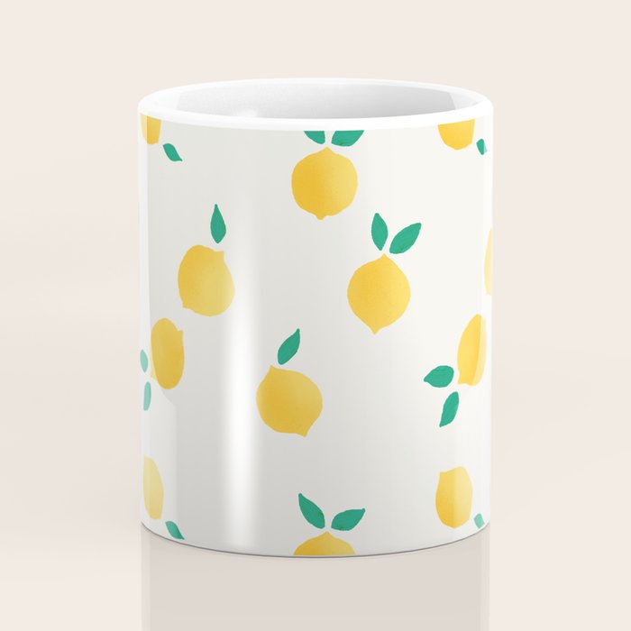 Sunny Mediterranean Lemon Pattern  Summer Coastal Vibes Coffee Mug Gallery Image 4