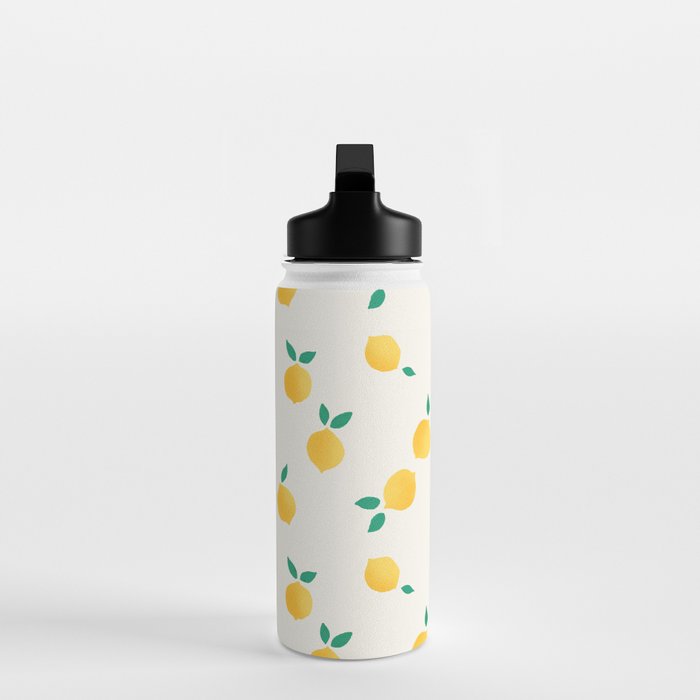 Sunny Mediterranean Lemon Pattern  Summer Coastal Vibes Water Bottle Gallery Image 3