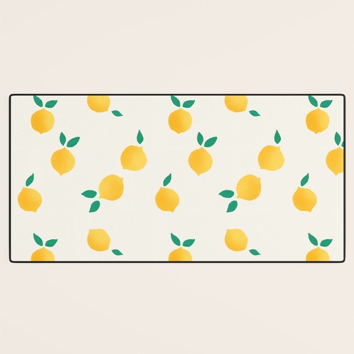 Sunny Mediterranean Lemon Pattern  Summer Coastal Vibes Desk Mat Gallery Image 3