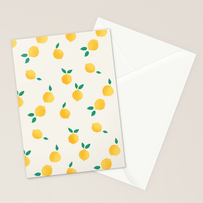 Sunny Mediterranean Lemon Pattern  Summer Coastal Vibes Stationery Card Gallery Image 2